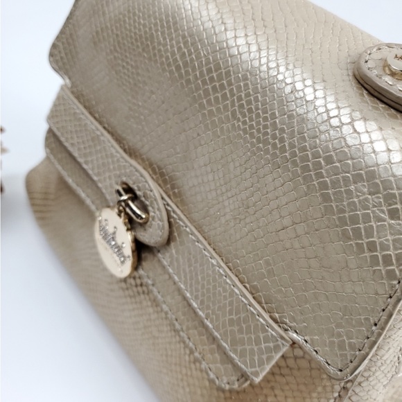 EUC Elaine Turner Champagne Gold snakeskin leather bag with bamboo handle - Picture 5 of 13